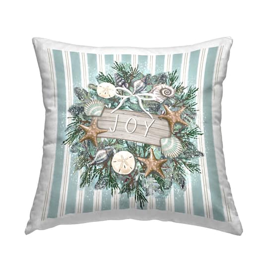 Stupell Industries Nautical Seashell Holiday Wreath Throw Pillow